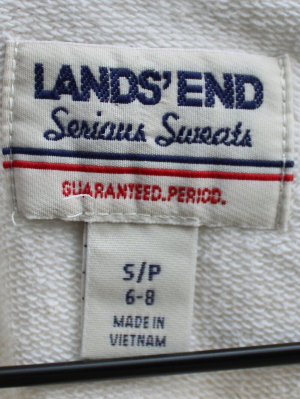 Lands End Relaxed Serious Sweats Long Sleeve Crewneck Sweatshirt Cream sz Small - Picture 3 of 5